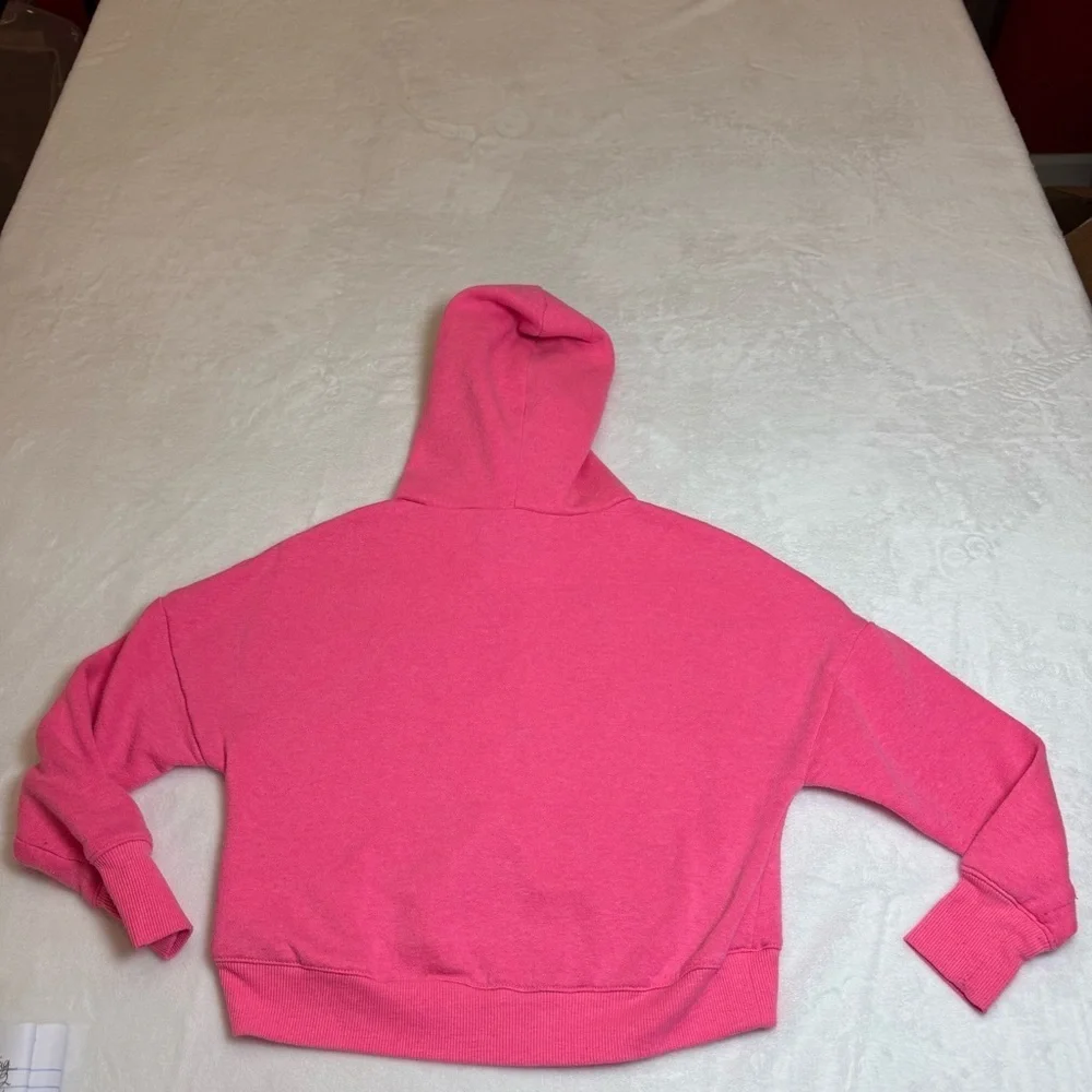 Justice Vibrant Pink Fleece Cropped Hoodie Size XS(5/6)